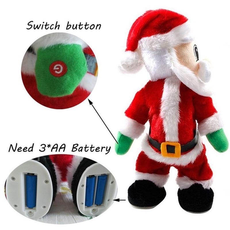 Babbo Natale di Natale con la figura di un fianco contorto che canta giocattoli elettrici per bambini