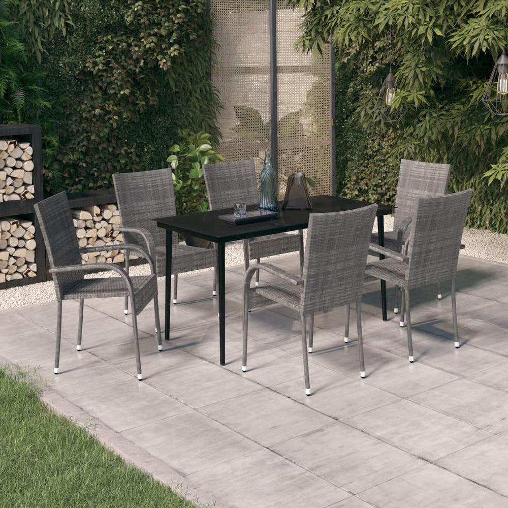 Ensemble à manger de jardin 7 pcs  et noir