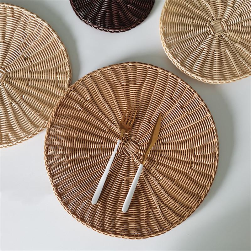 15-дюймовые современные простые пластиковые тканые коврики для еды — фото 3