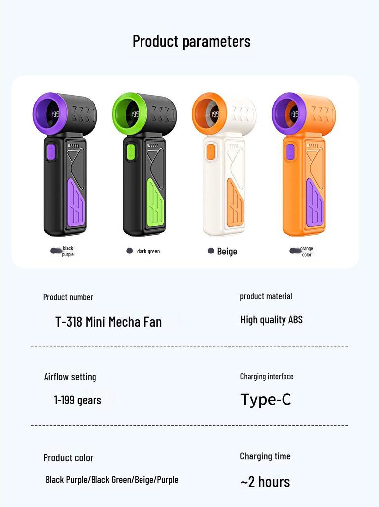 2026 Mini Portable High-Speed Cooling Fan with Long Battery Life & Digital Display
