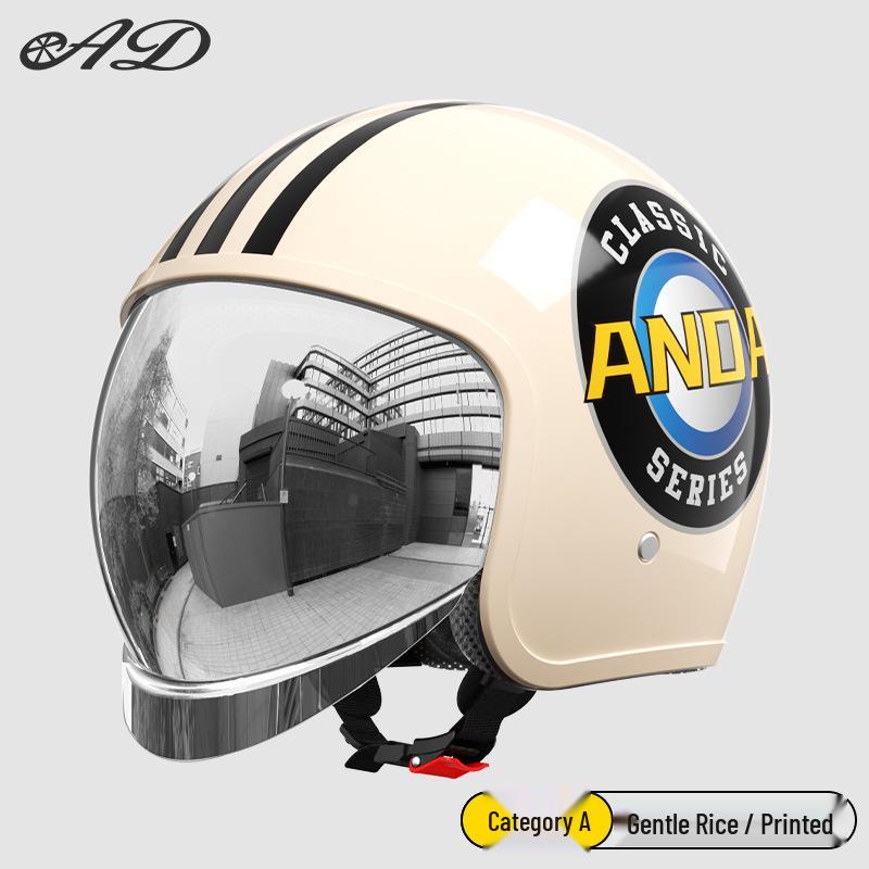 3C Certified AD Electric Motorcycle Helmet, All-Season Half Helmet for Men and Women, Winter-Proof for Scooter Commuting