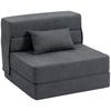 Floor Sofa, Upholstered Couch, Convertible Into Mattress, Foam, Cushion, Dark Grey