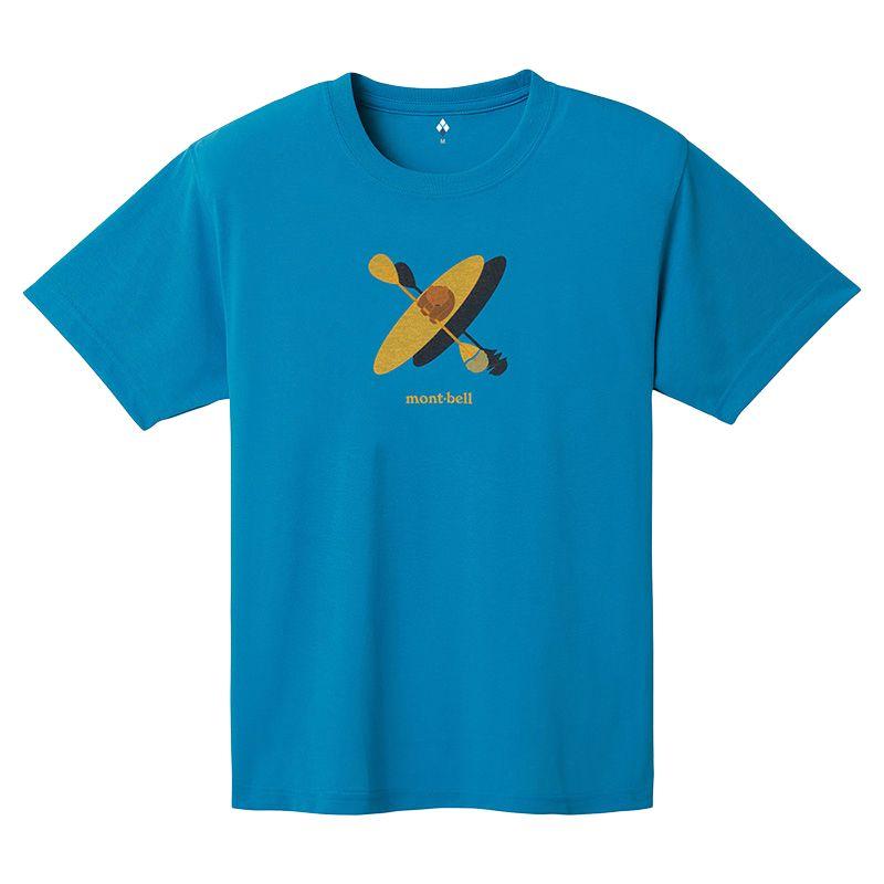 

MONTBELL SS25 Casual Crew Neck Pullover Quick Drying Short Sleeve T-Shirt Unisex Turquoise Blue M бирюзовый синий