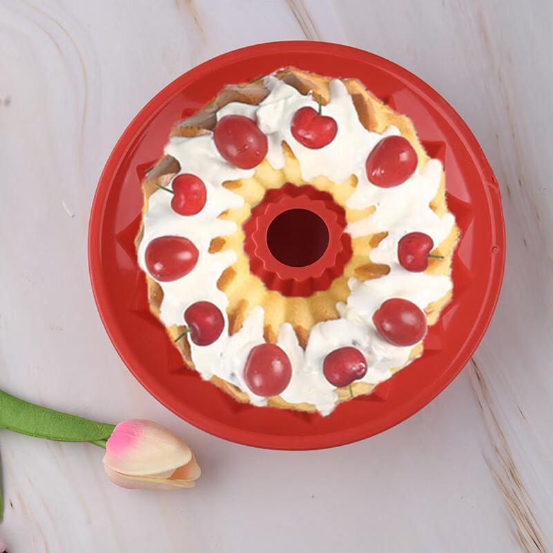 MDNG Red Large Hollow Silicone Chiffon Cake Molds