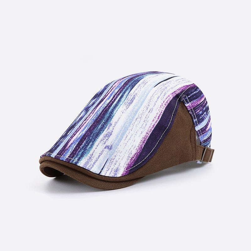 Men's All-season Striped Baseball Cap; Women's Printed Casual Cap; Single-layer Graffiti Beret; Forward-style Cap