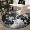 Crystal Velvet carpet2D Flat Print Not 3D Doormat 1pc, Creative Black and White Moon Pattern Printed Round Decorative Mat,