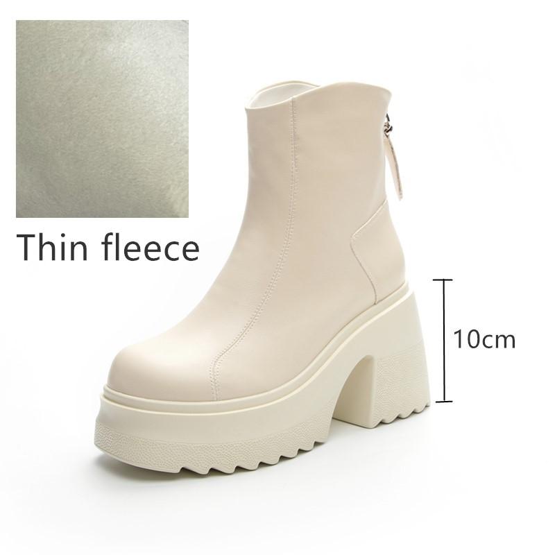 Mote AIYUQI Dame Høye Hæler Støvletter Ekte Skinn 2025 Ny 10cm Hæl Høye Dame Støvletter Plattform Britisk Stil Mote Støvletter Damer