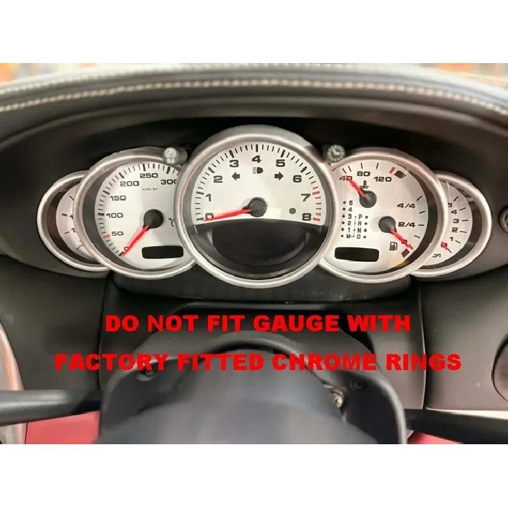 1 Set Matt Chrome Dashboard Dial Gauge Rings Bezel Trim for Porsche 911 996 S Turbo Targa