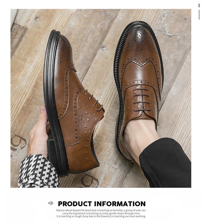 Men's Large Oxford Brogue Leather Shoes - Spring/Autumn Formal British Style