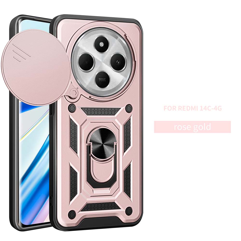 

Противоударный бронированный чехол для Mi POCO C75 C61 4G автомобильный держатель для телефона чехол для камеры объектива защитные чехлы For POCO C61 розового золота