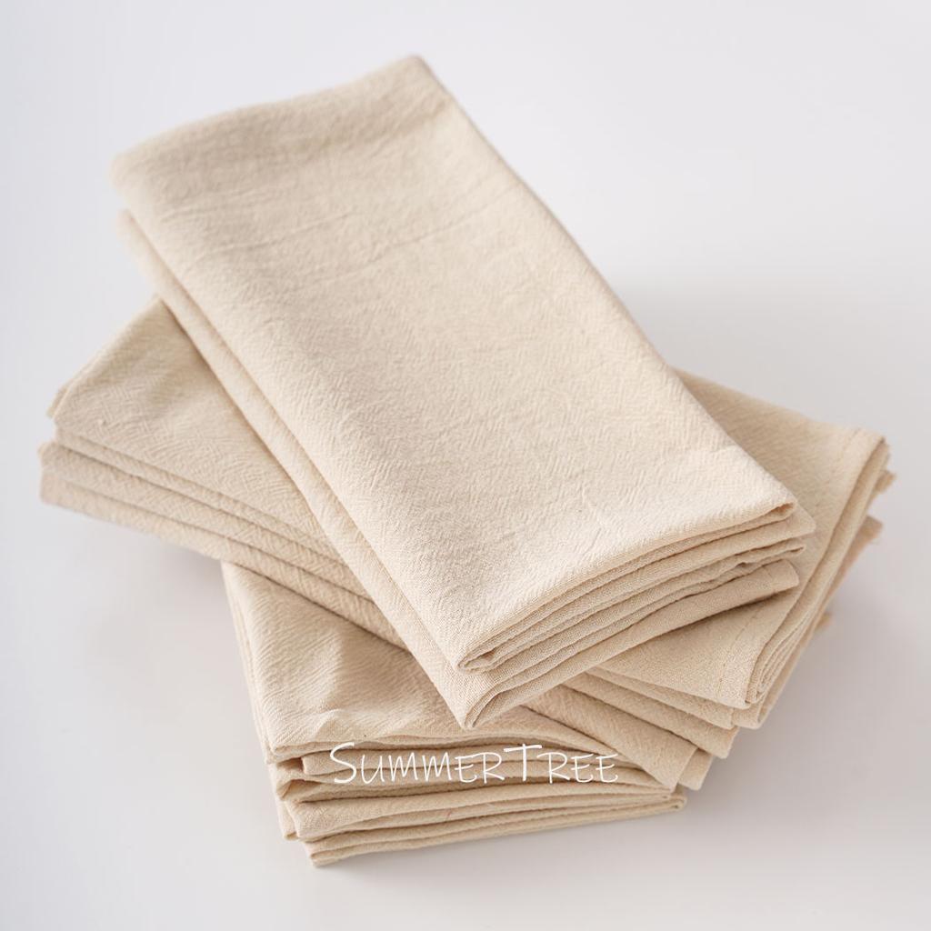 12 Stück 40x40cm Gewaschene Baumwolle Einfarbig Stoff Servietten Vintage Weich Langlebig Geschirrtücher Tischsets für Zuhause Küche Hochzeit Tischdekoration