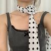 Silk Like Long Scarf Elegant Neck Decoration with Round Dot and Rose Flower Pattern for Fashion Forward Women