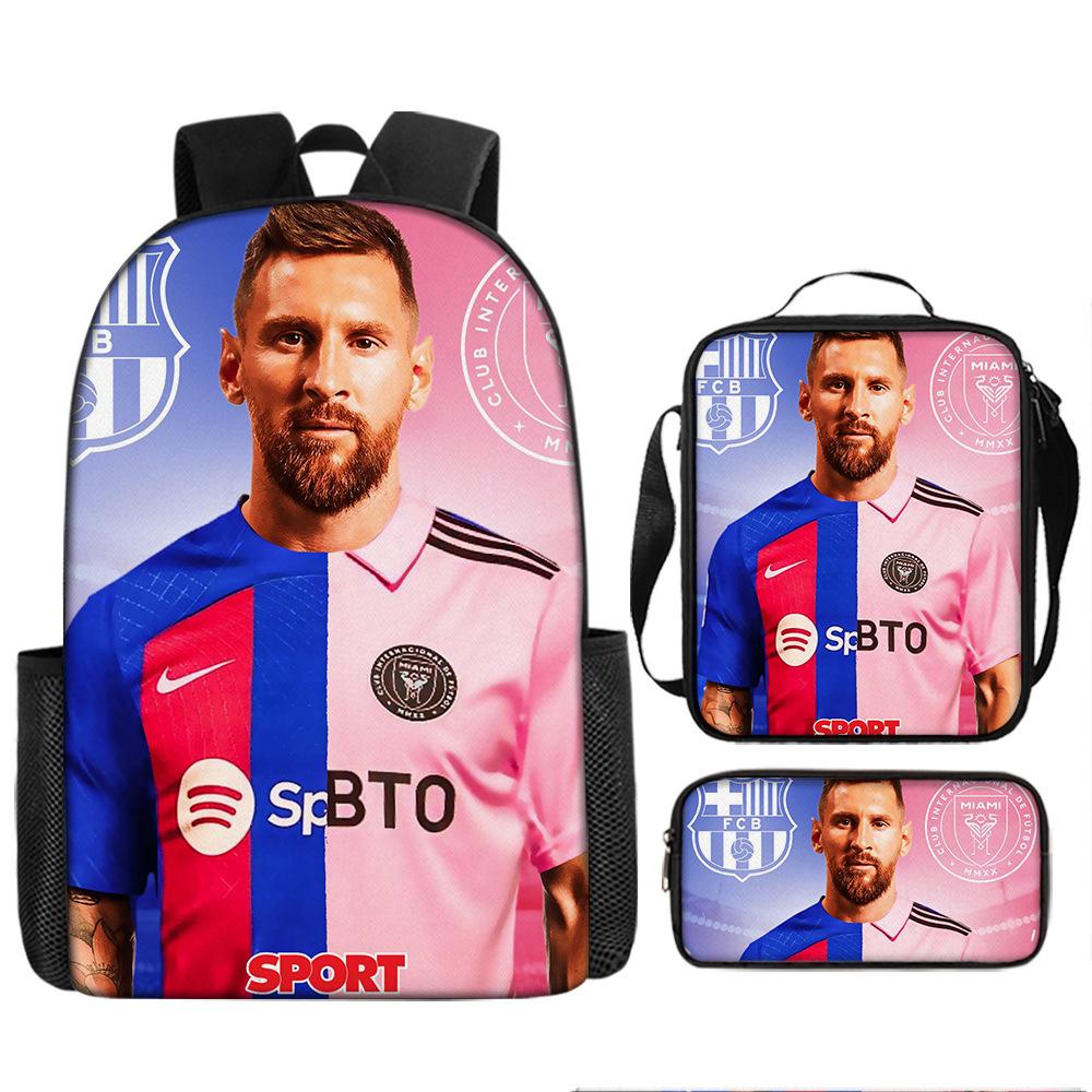 Football Schoolbag Three-Piece Backpack Pencil Bag Satchel Package Primary And Secondary School Students Schoolbag