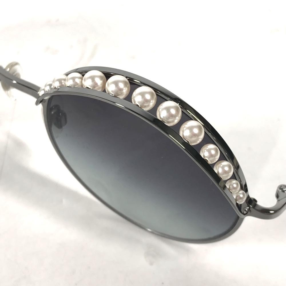 Chanel 4234-H CC CC Mark Pearl Glasses Glasses Eyewear Sunglasses Metal Black