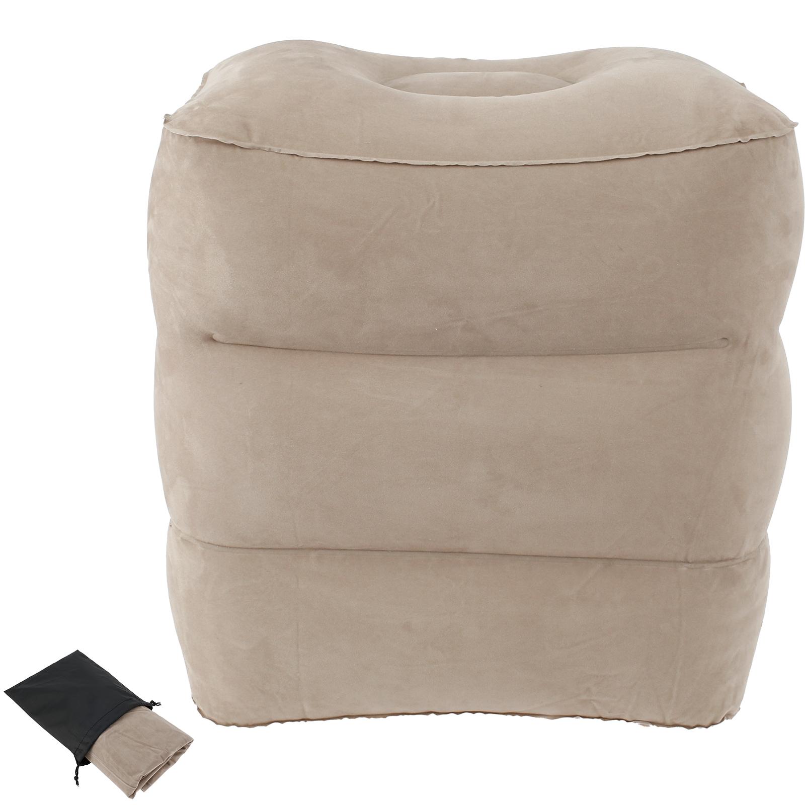 Flight Sleeping Footrest Rest Pillow Inflatable Footrest Pillow Three-layer Flocking Footrest Portable Foot Pad With Storage Bag серый