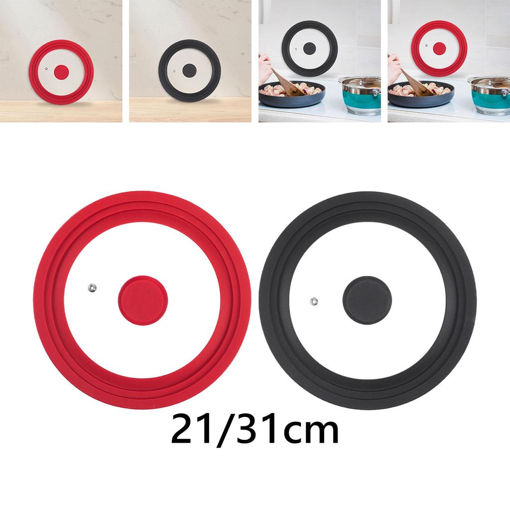Glass Top Cover Cookware Parts Kitchen Acceesories Cover Lids Silicone Rim Universal Lid Pot Lid for Frying Pan Skillets Wok
