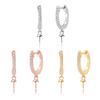 CLUCI 3 pair Authentic 925 Silver Zircon Hoop Earrings Jewelry for Women Party Sterling Silver Pearl Earring Mounting SE134SB