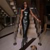 Women's Summer Sexy Slant Shoulder Waisted Hip Wrap Mid-Length Dresses
