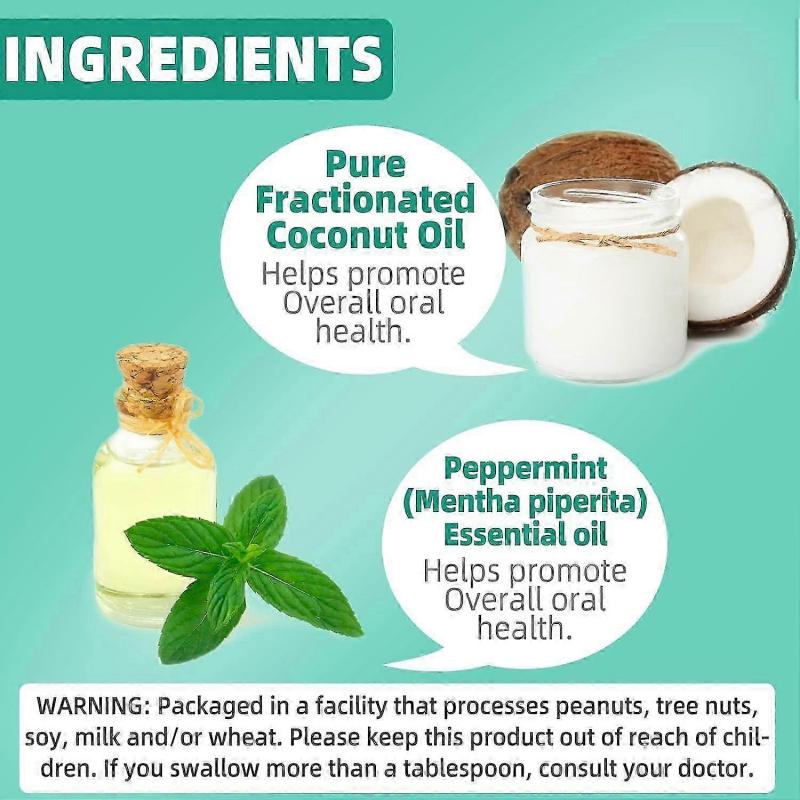 Whitening Oil Pulling Coconut Oil, Alcohol Free Natural Mouthwash with Virgin Coconut Oil & Peppermint Oil, Teeth Whitening,8 Fl.Oz