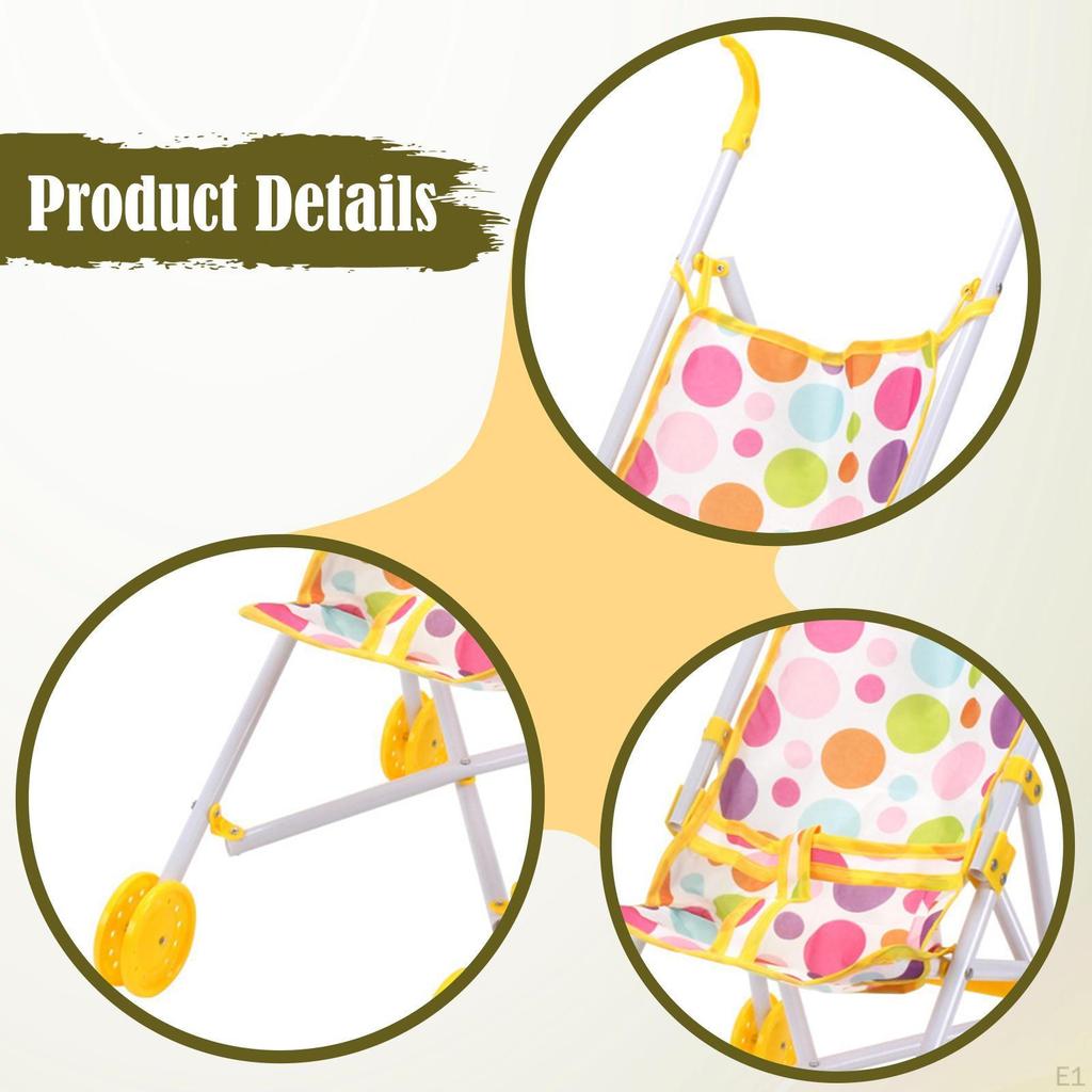 Doll Toy Kids Play Accessory Educational Folding Simulation Pushchair Pram for Party