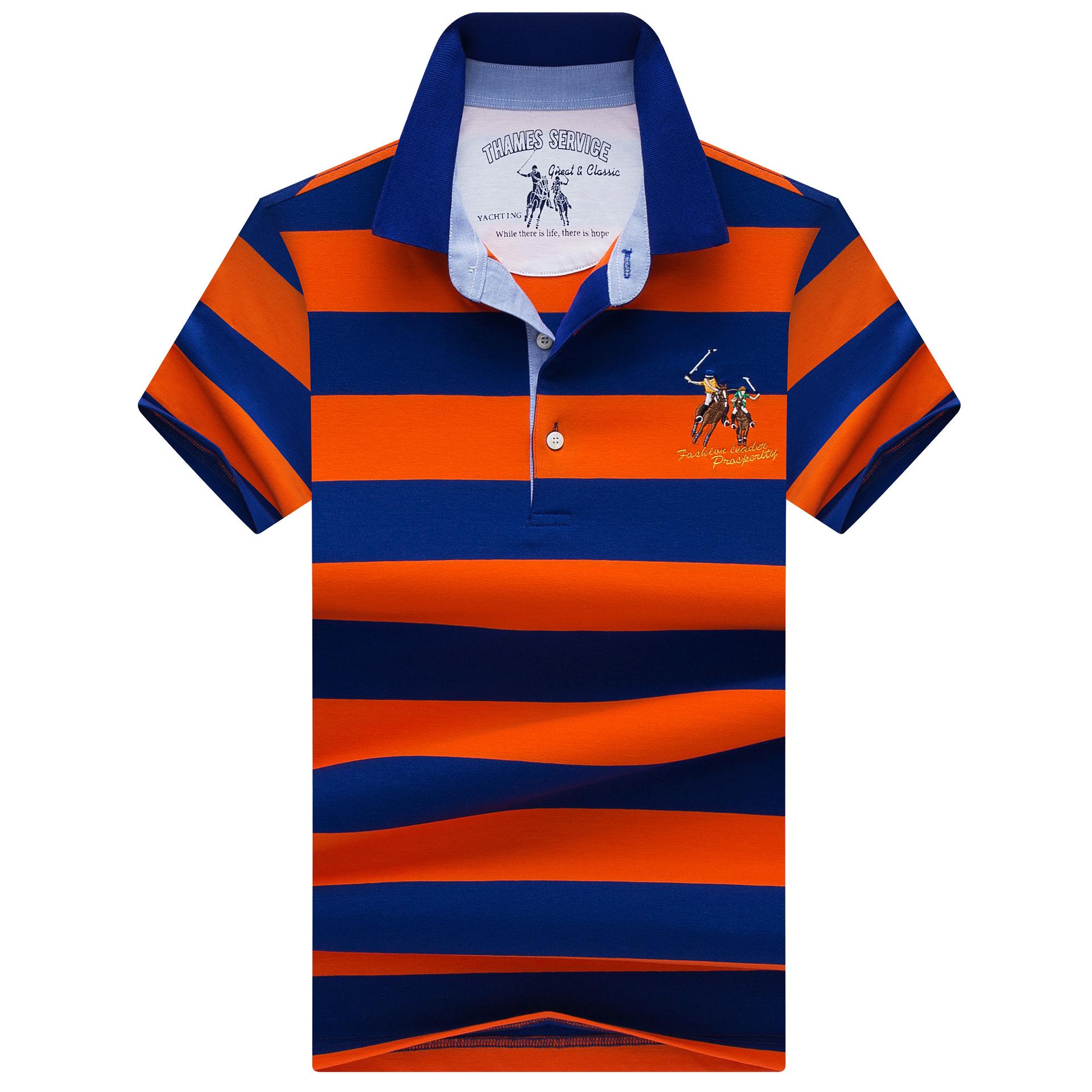 

Мужское поло из полосатого хлопка, лето 2025, приталенный крой 3XL оранжевый