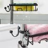 Kitchen Sink Faucet Rack Sponge Rag Storage Drain Shelf Bathroom Shower Rod Hanging Iron Basket Soap Dish Shampoo Holder