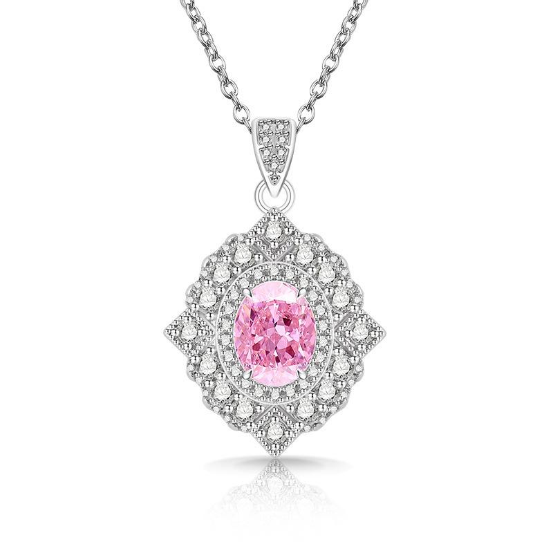 2026 Colored Treasure Ice Flower Cut Pigeon Egg Necklace Fashionable Luxury Inlaid High Carbon Diamond Electroplated Real Gold Pendant
