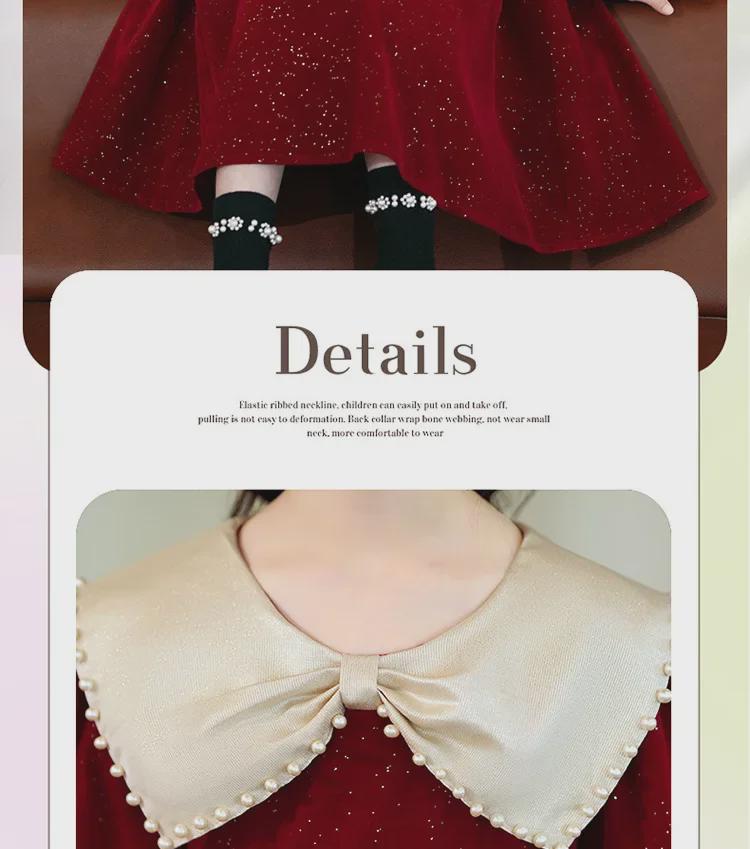 Stylish 2023 Autumn & Winter Girls' Long Sleeve Princess Dress with Velvet