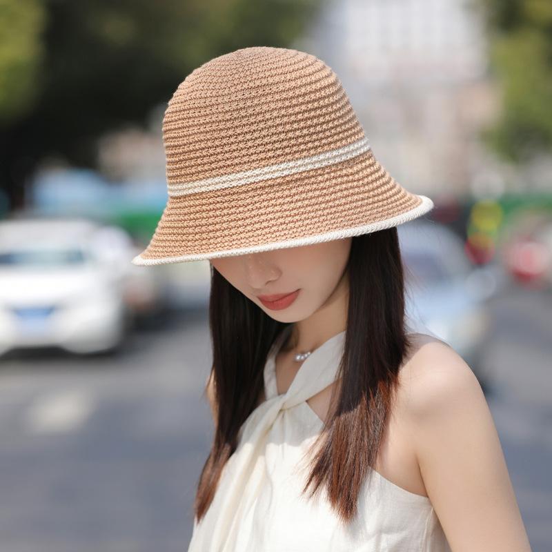 Simple Fashion Knitted Basin Hat Summer Hat Women's Sunscreen Hat Street Portable Bucket Hat Folding Sun Hat