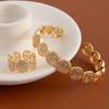 Smiley Face Bracelet Ring and American Hip-hop Universal Ring Set Fashionable and Versatile Open Hand Jewelry