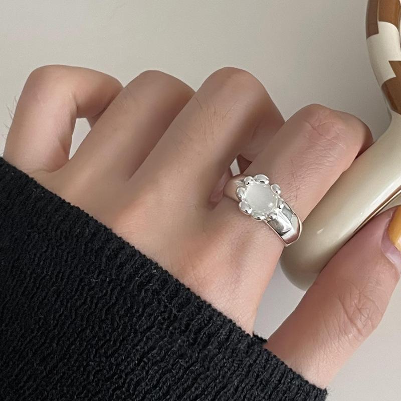 Female Sweet Cool Fashion Zirconia Open Finger Ring Ins Wind Index Finger Ring Hypoallergenic Casual Everyday Dainty Minimalist Size Adjustable Ring