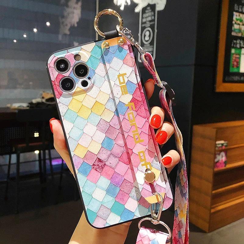 Luxurious Wrist Strap Phone Holder Case For Xiaomi Poco X2 X3 NFC X4 Pro Redmi 12 Neck Lanyard Cover for Xiaomi 14 13 Lite 13T