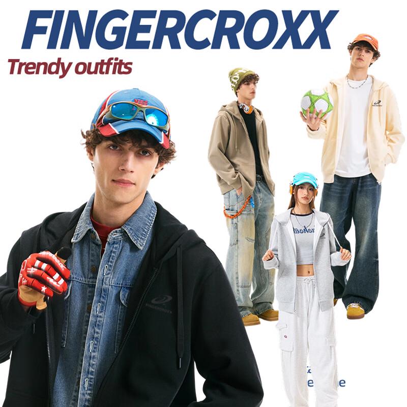 Fingercroxx Men's Hooded Zip-Up Sweatshirt with Star-Ring Graphic