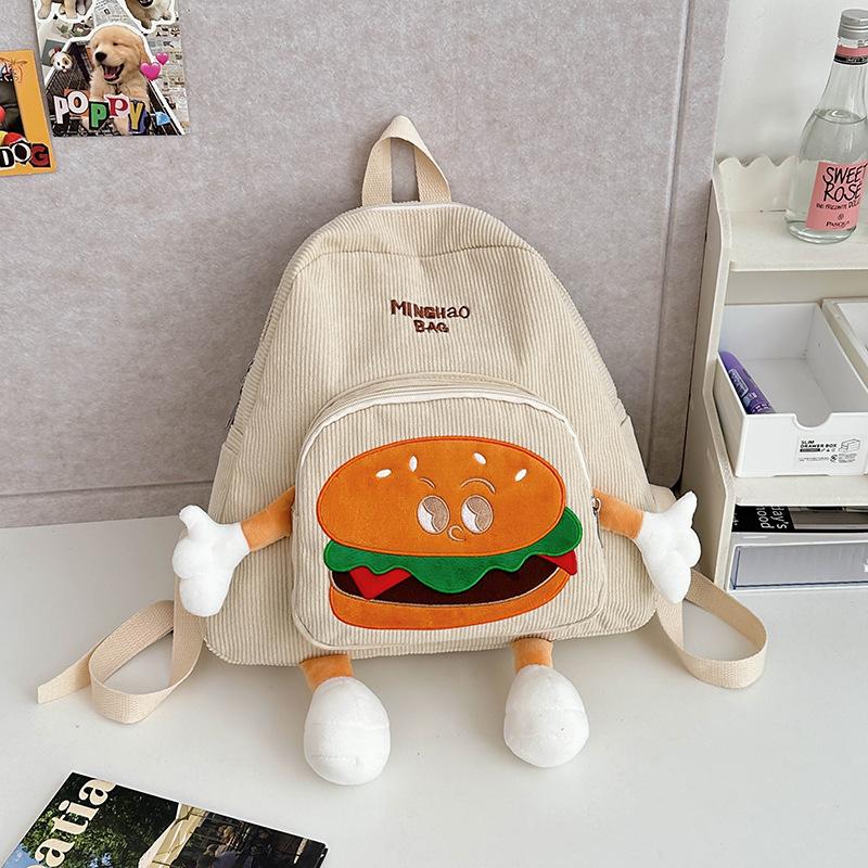 New Cute Backpack Hamburg Doll Backpack Large Cartoon Backpack Joker Student Bag In Autumn and Winter