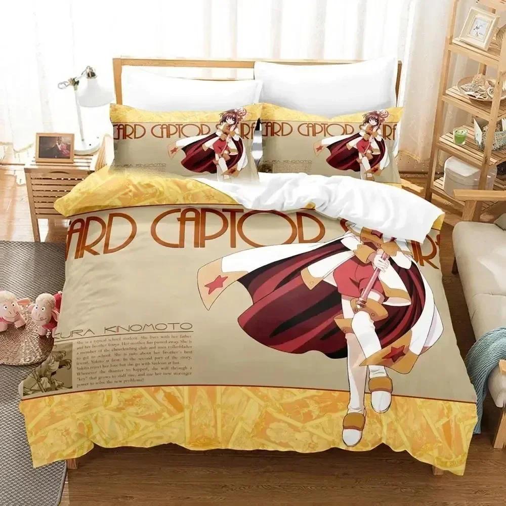 3D Print Anime Cardcaptor Sakura Bedding Set Printed Bed Set With Pillowcase Duvet Cover Soft Queen King Size Bedclothes Home