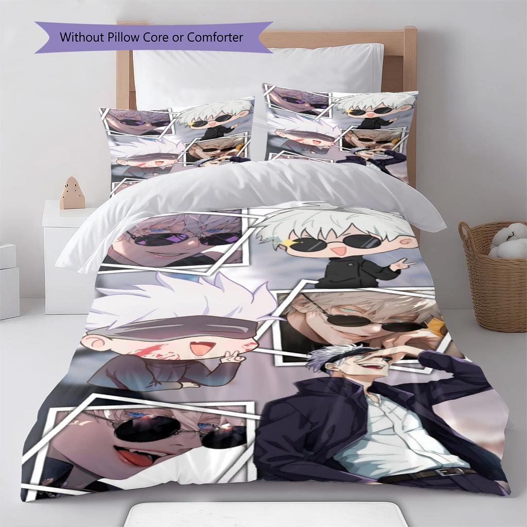 Jujutsu Kaisen Duvet Cover Set Bedding Polyester Comforter Cover Pillowcase Twin Full Queen Zipper Design -QJY