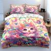 Dreamy Ribbons And Adorable Cat Celebration Printed Duvet Cover Set1 Duvet Cover+2 Pillowcasemulti Size Bedroom Bedding Decor