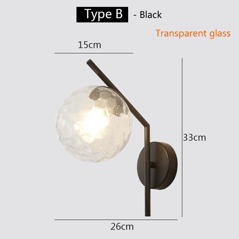 Nordic Glass Wall Lamp Bedroom Bedside Living Room Corridor Light Modern Lighting Fixtures