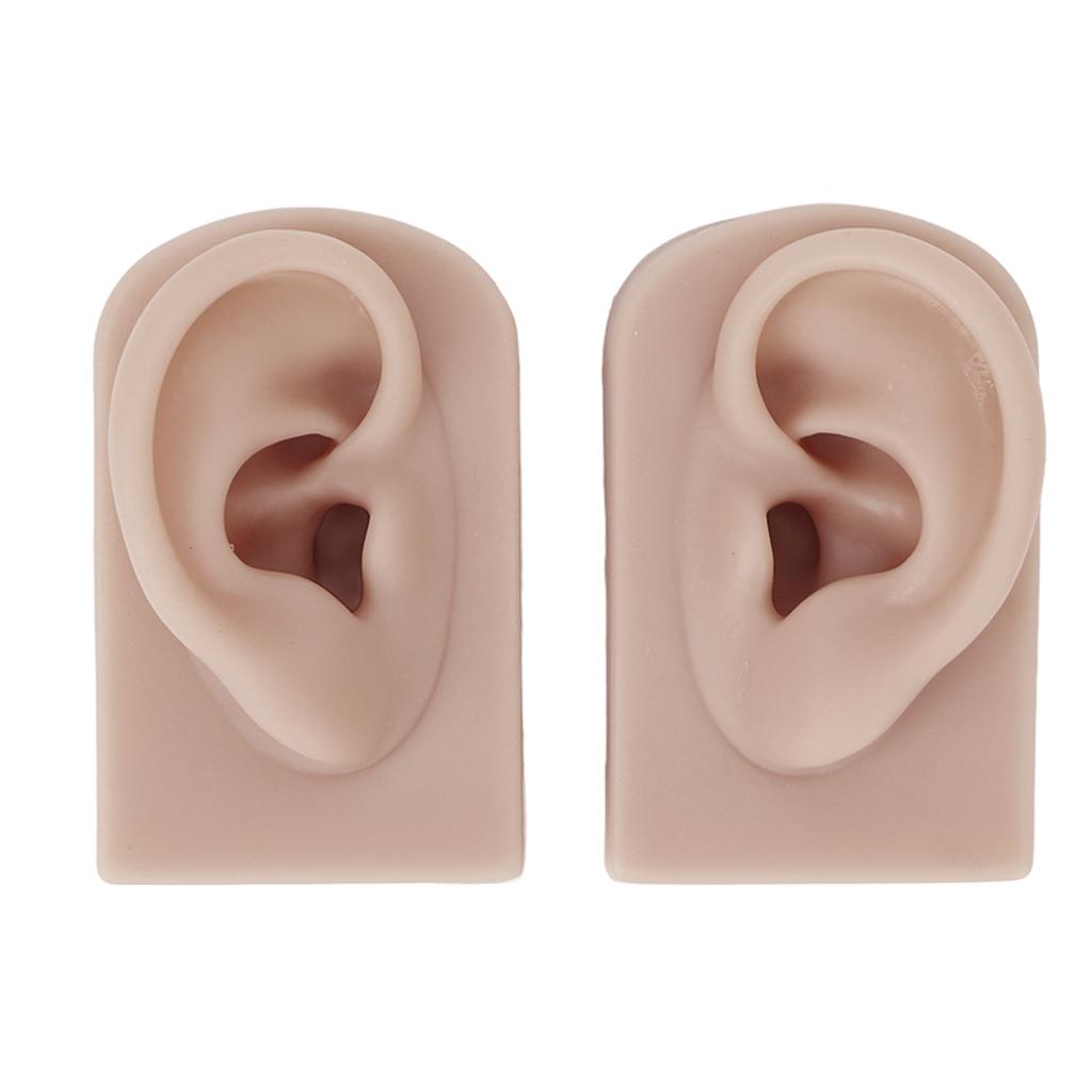 1 Pair Silicone Ear Model Flexible Soft Reusable Simulated Human Skin Silicone Piercing Model Flexible Ear Model Soft Ear Model