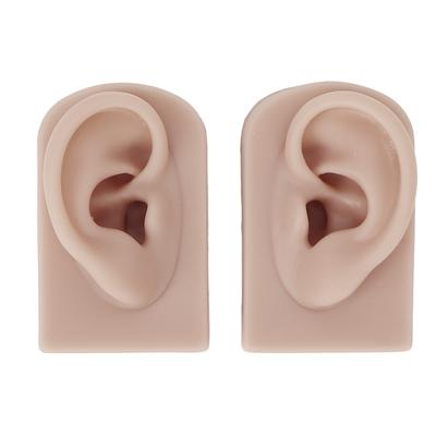 1 Pair Silicone Ear Model Flexible Soft Reusable Simulated Human Skin Silicone Piercing Model Dark