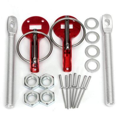 Universeller Leichter Aluminium-Haubenstift Motorhaubenstift für Rennsport, Sportwagen, Set aus 2 Stück, Rot