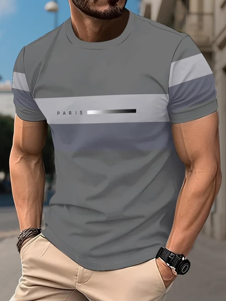 Summer Simple Print Men's Clothing Fashion Loose Men's T-Shirt Summer Outdoor Breathable Men Top New Round Neck Men Short Sleeve
