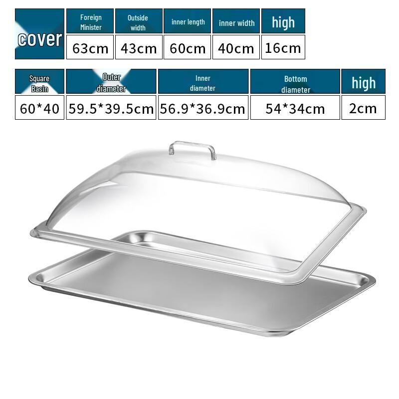 Youlan Zhizao 304 Stainless Steel Rectangular Food Tray with PET Lid