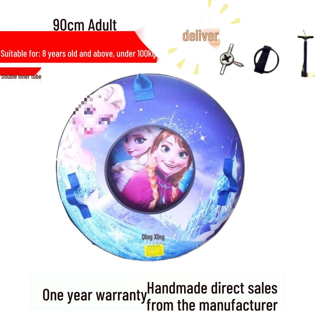 Durable Inflatable Snow Tube with Anti-Collision Features - Seven-Color for Adults and Kids