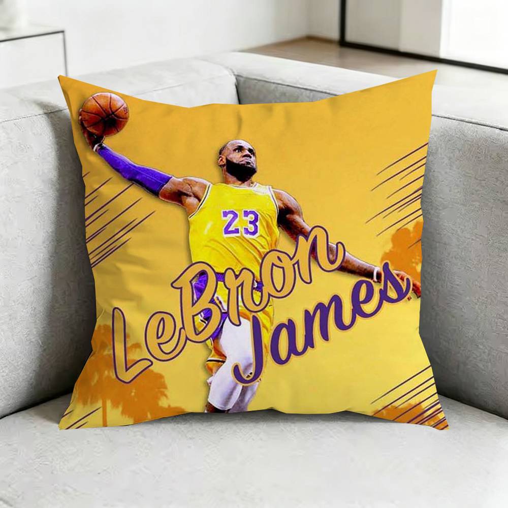 LeBron JJames כרית כדורסל מרובעת כיסוי כרית דו-צדדי לספה כיסוי כרית לחדר שינה ליד המיטה מתנה