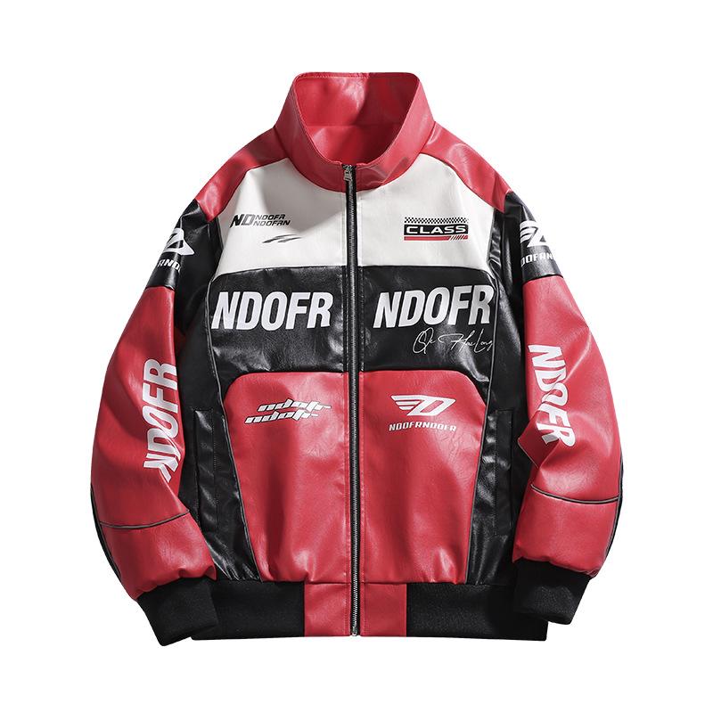 Men's 2024 Biker Racing PU Leather Jacket - Windproof, Autumn/Winter Outerwear