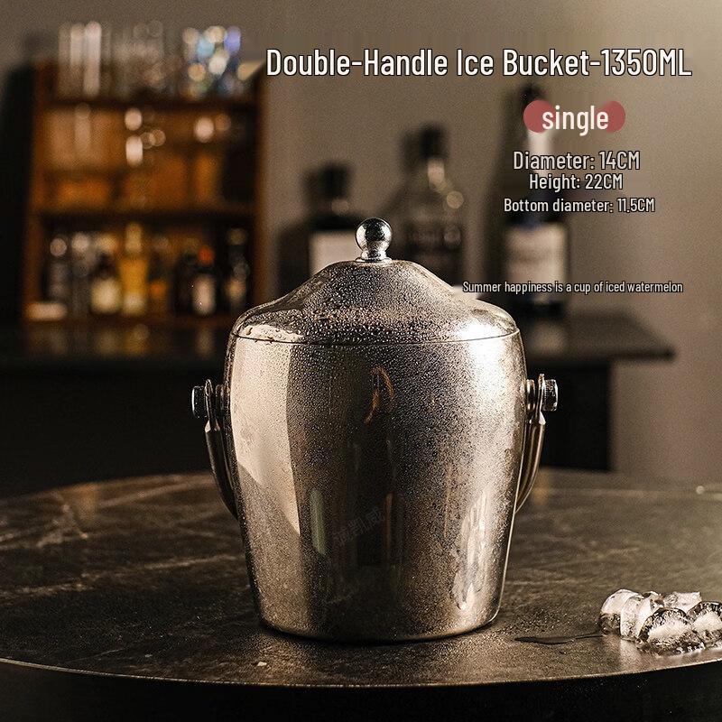 ZISIZ Double-Wall Stainless Steel Ice Bucket
