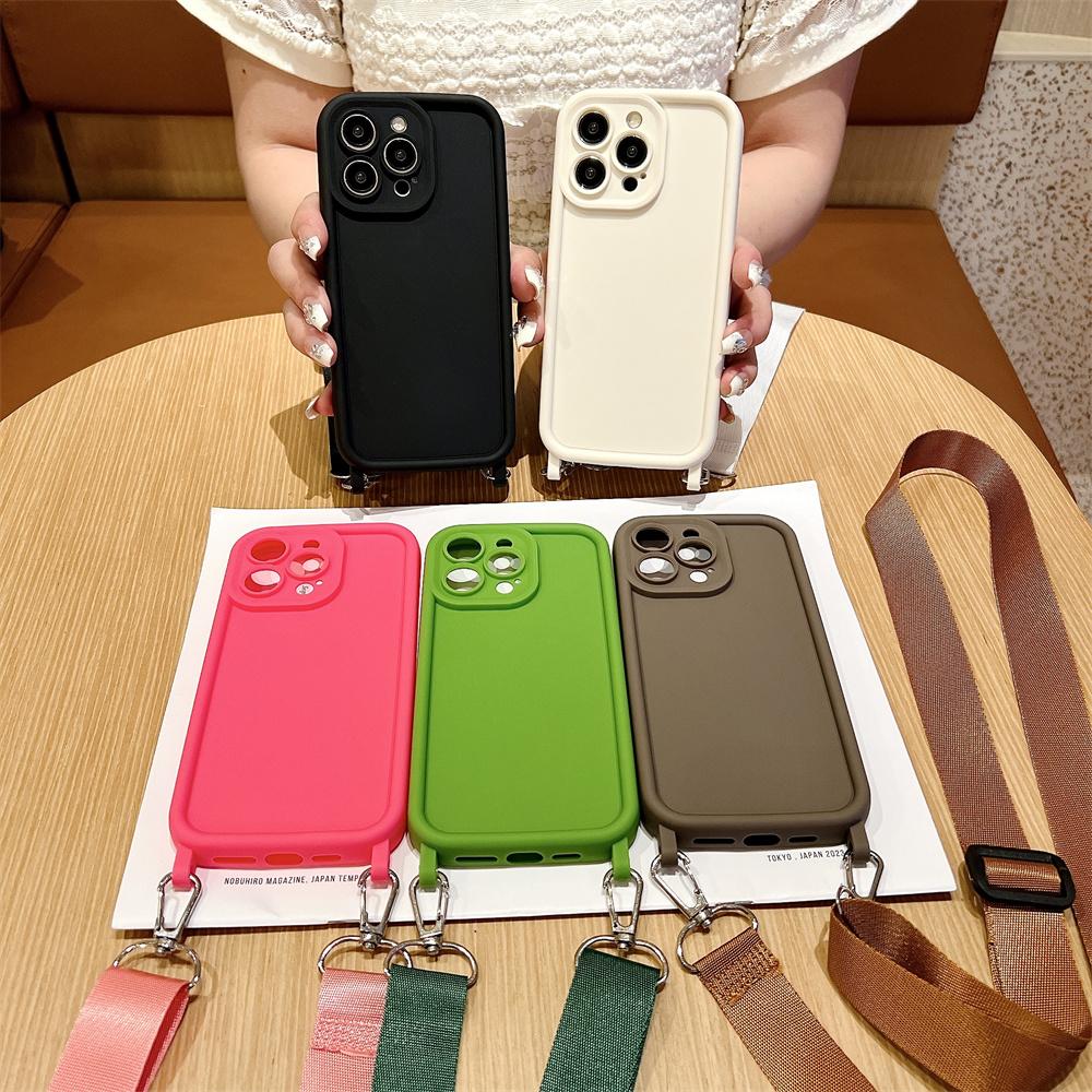 Crossbody Lanyard Soft Silicone Phone Case For iPhone Air 14 13 15 16 17 Pro Max 12 11 X XR XS 7 8 Plus SE 2020 Shockproof Cover