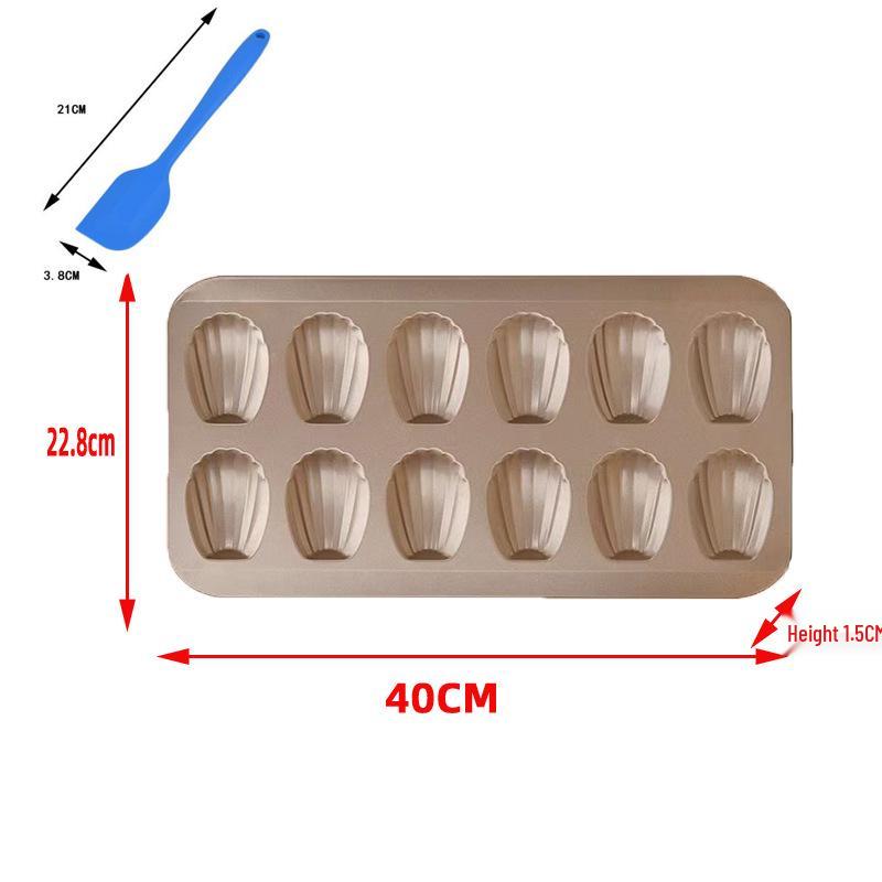 12-Cavity Non-Stick Madeleine Seashell Baking Mold, Thickened Carbon Steel Pan