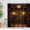 Vintage Library Shower Curtain Old Book Bookshelf Candle Magic Wooden Antique Polyester Fabric Bathroom Decora Curtain Washable
